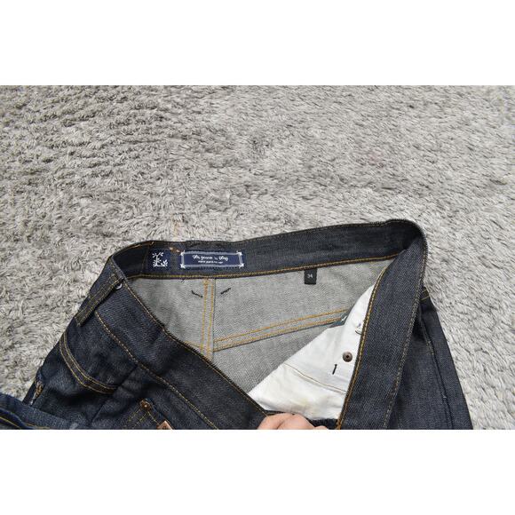 Y2K Baggy LRG Mens Straight Jeans Blue Cotton 34x30 Dark Wash Baggy - Picture 8 of 9